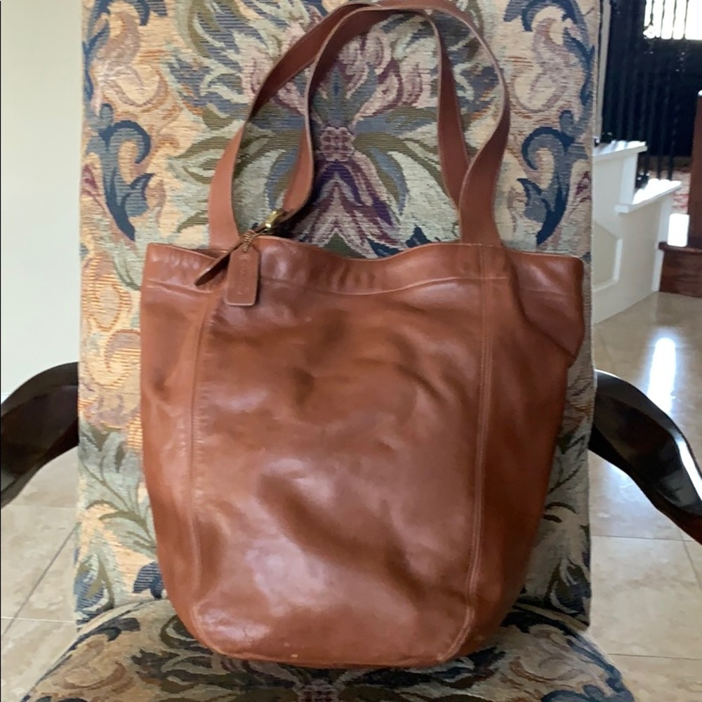 Brown Leather Coach Tote